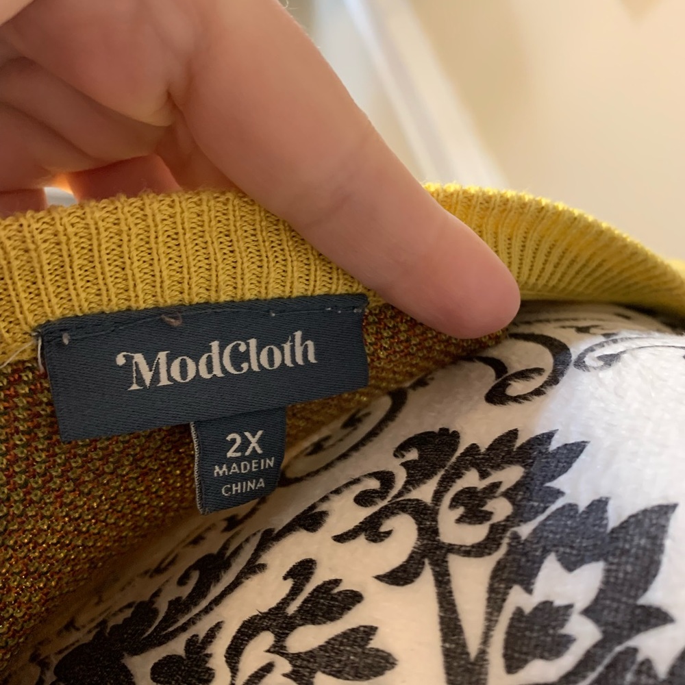 ModCloth Yellow Short-Sleeve Vegetable Pattern Sweater - Picture 8 of 11